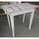 A 30" Edwardian painted pine kitchen table set on square tapered legs
