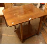 A mid 20th Century walnut veneered two tier drop-sided tea trolley - loose frame