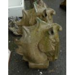 A pair of 25" high concrete horse head gatepost finials by Pheebert's Garden Statuary, Hove -