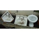 An Edwardian Excelsior ceramic lavatory - sold with two bathroom sinks, one a corner