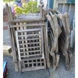 Four teak folding slatted garden chairs - sold with a Steamer style similar