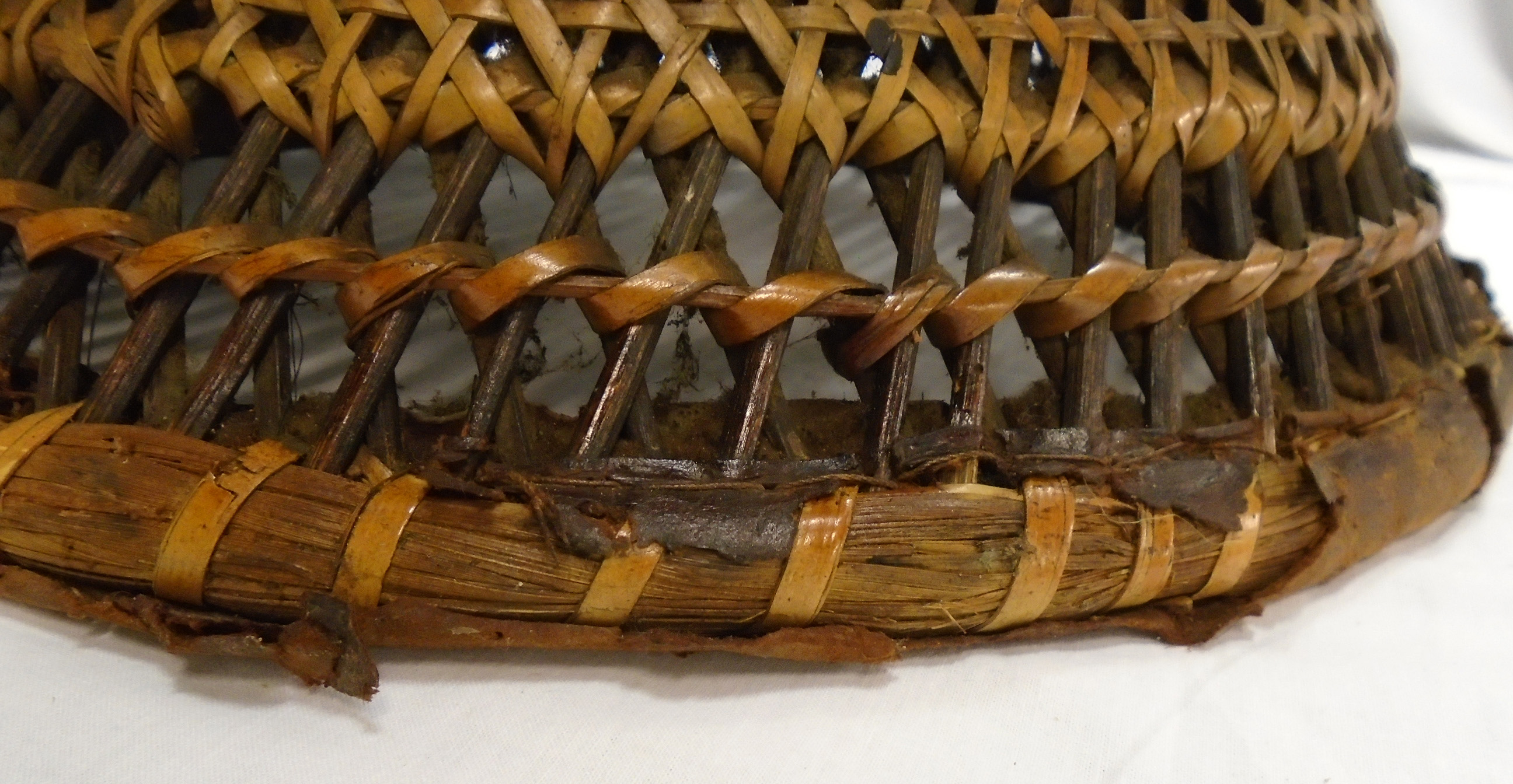 A North African decorative canework framed drum stool with stitched leather seat panel and repeat - Image 6 of 7