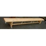 An 8' 10" pine school Gymnastics style bench, by Rantzows Sport