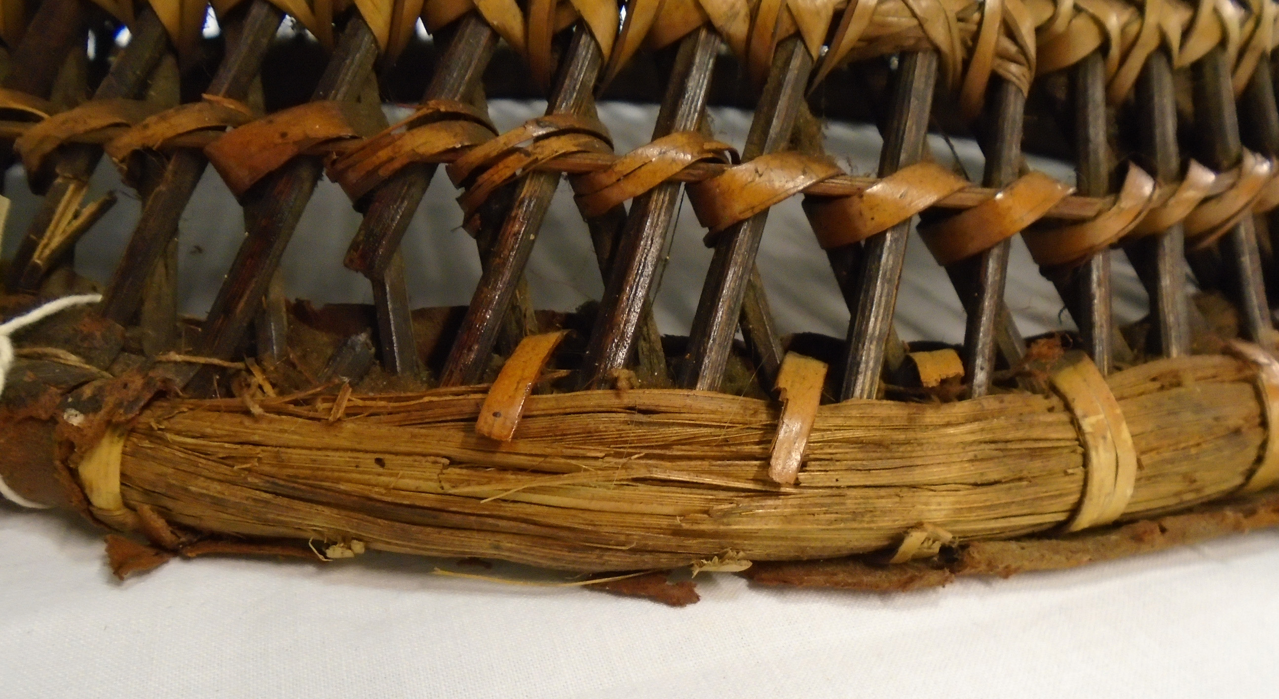 A North African decorative canework framed drum stool with stitched leather seat panel and repeat - Image 7 of 7