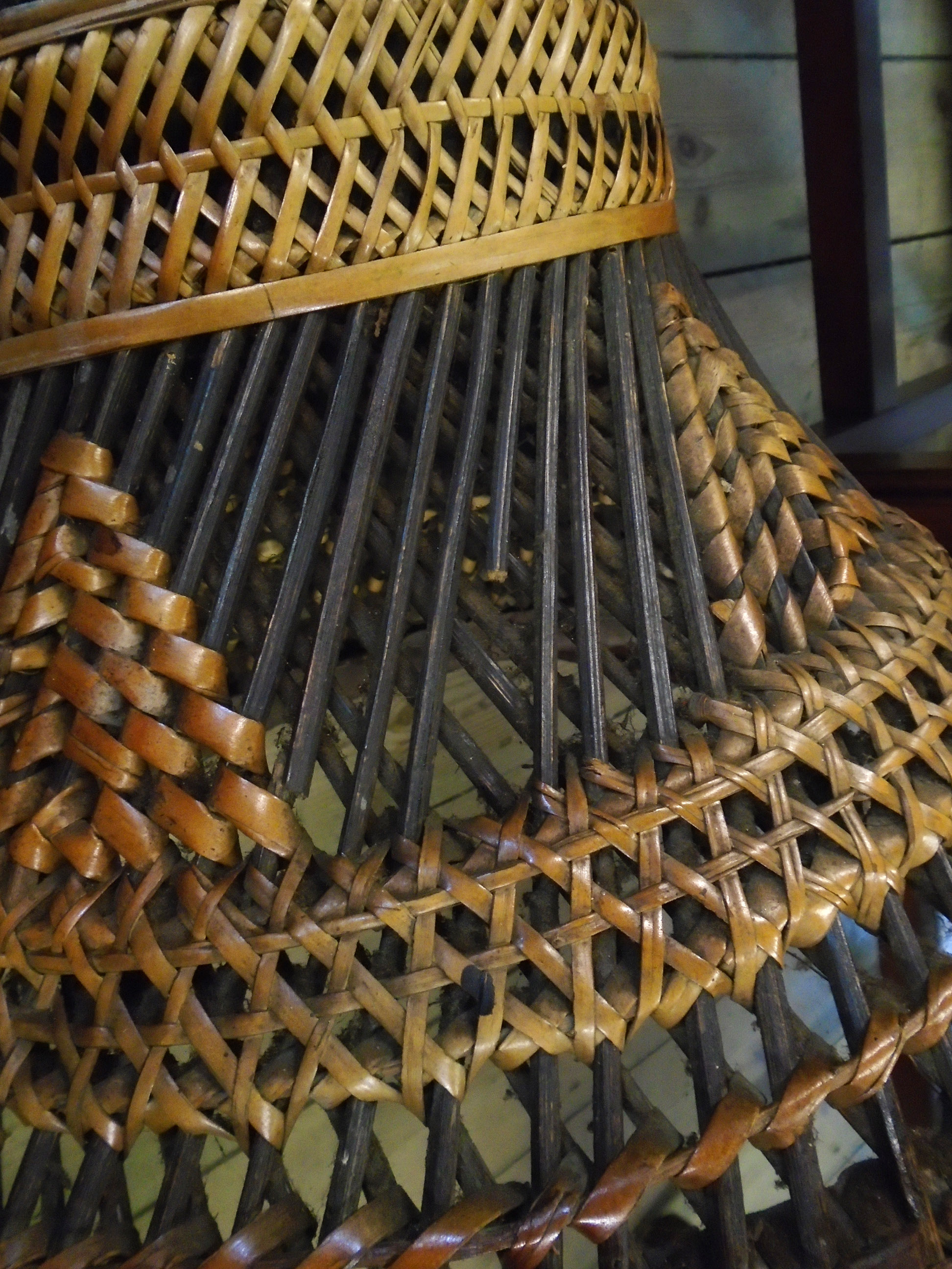 A North African decorative canework framed drum stool with stitched leather seat panel and repeat - Image 4 of 7