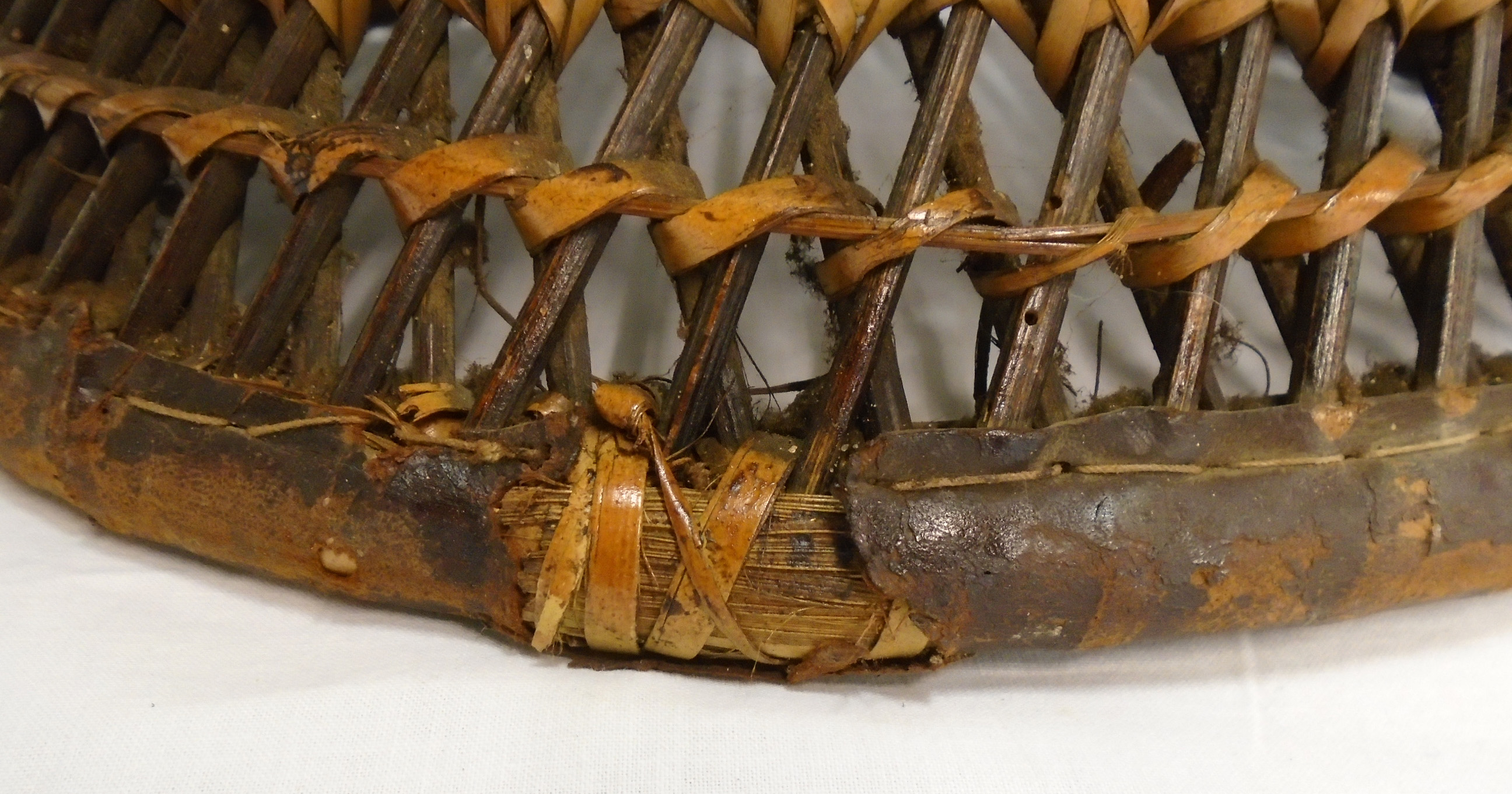 A North African decorative canework framed drum stool with stitched leather seat panel and repeat - Image 5 of 7