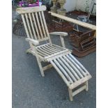 A teak folding steamer chair