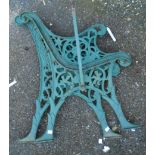 A pair of cast iron bench ends