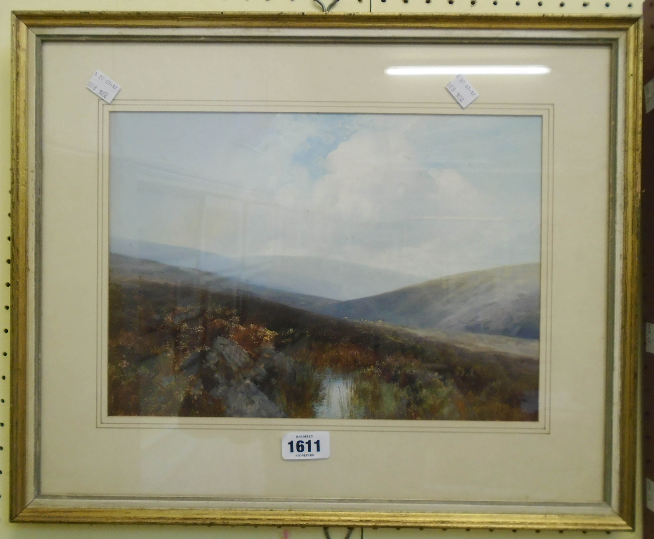 Frederick John Widgery: gouache depicting a view of Belstone Tor, Dartmoor - signed and label