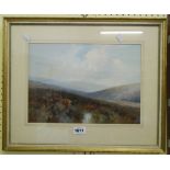 Frederick John Widgery: gouache depicting a view of Belstone Tor, Dartmoor - signed and label