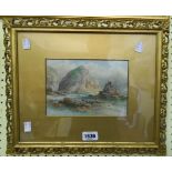 Malcolm Crosse: an ornate gilt framed watercolour, depicting a view of Bredrothen Steps - 5 1/4" X