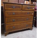 A 3' 3" Edwardian mahogany and strung chest of two short and three long graduated drawers, set on