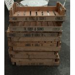 Ten vintage potato chitting trays by W. Groom Box Makers, Spalding