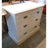 A 33" late 19th Century painted wood chest of two short and two long graduated drawers with