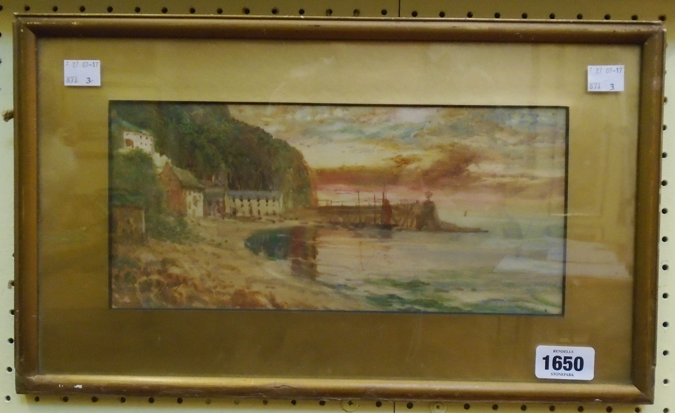 Walter Henry Sweet: a gilt framed watercolour, depicting a view of Clovelly Harbour