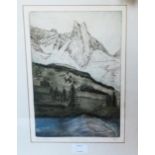 Laurie Rudling: a framed and slip mounted artist's proof colour tinted etching entitled Roche De