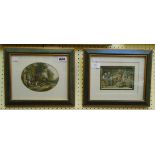 Two newly re-framed 19th Century coloured Le Blonde prints, one depicting a landscape, the other a