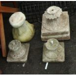 A pair of concrete planter bases - sold with another in the form of a tree stump, and another