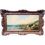 A.H Vickers: a pair of ornate gilt framed oils on board, depicting river and coastal scenes with
