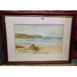 William Edward Croxford: a framed watercolour, depicting a coastal scene