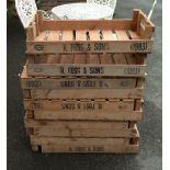 Ten vintage potato chitting trays by W. Groom Box Makers, Spalding