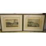 A pair of antique aquatints of east and west views of Torquay circa 1820 - sold with three other