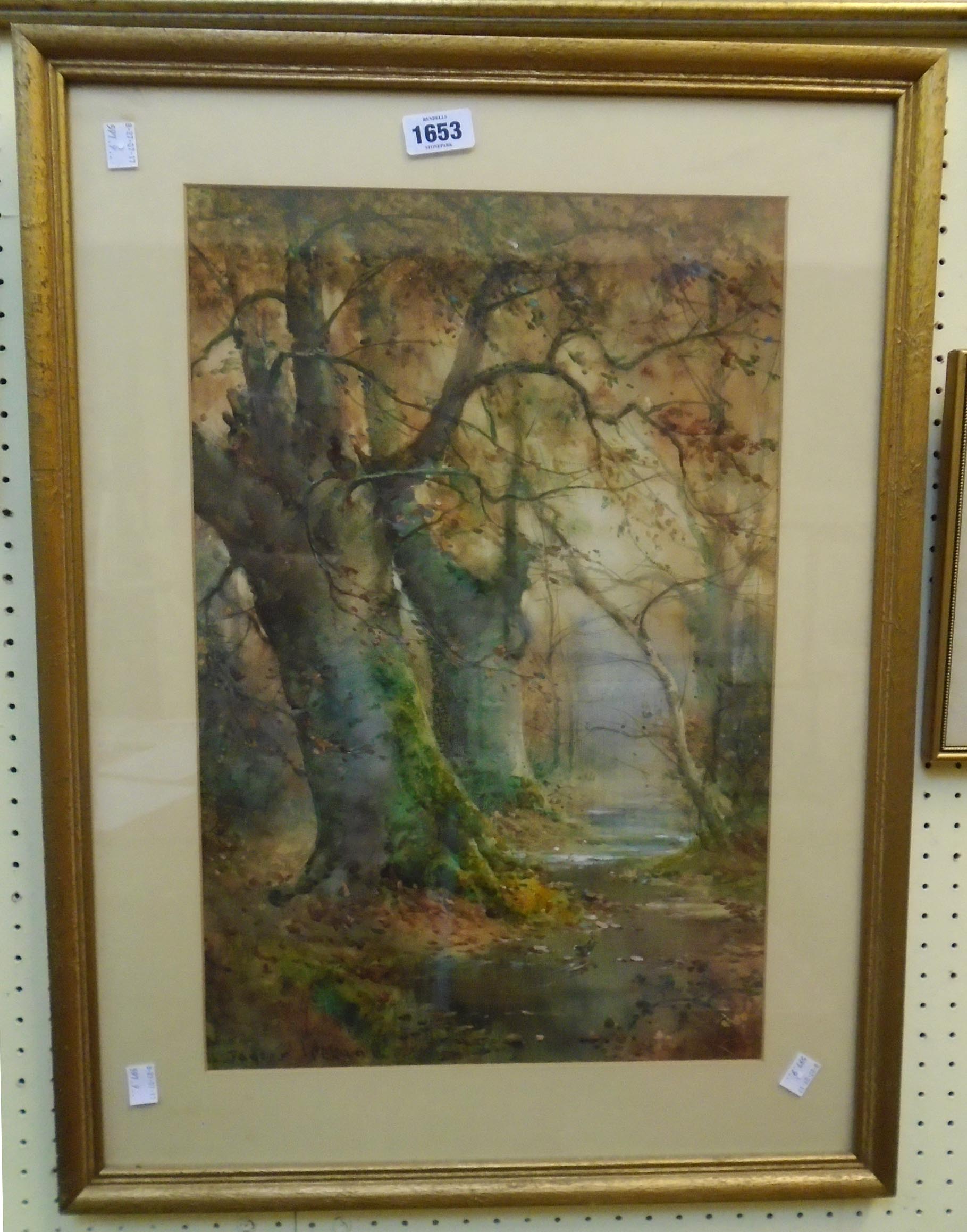 Thomas Taylor Ireland: a gilt framed watercolour, depicting a woodland stream - 20" X 13 1/4"