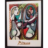 †A modern framed Picasso print after The Girl Before a Mirror, with large gilt facsimile signature