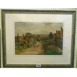 Edwin Viner Hoylake: a framed watercolour, depicting a view of Stanton village - 11" X 16 1/4"
