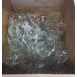 A box containing a quantity of glassware including stemmed wines, tumblers, etc.