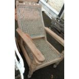 A 19th Century plantation chair with remains of blue paintwork - seat a/f