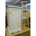 A painted pine pot cupboard - sold with a painted wood two tier jardinière stand