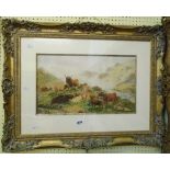 Tristram Cuthbert: an ornate gilt framed watercolour in the style of T. Sydney-Cooper depicting
