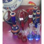 A collection of decorative glass including two art glass vases etc.