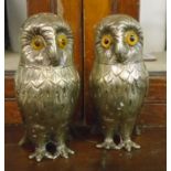 A pair of silver plated owl pattern pepperettes