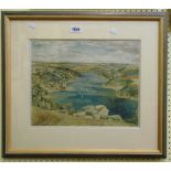 S. R. Baldwin: a view of Salcombe estuary - signed with label and newspaper cutting to the reverse