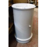 A 16" diameter pot cupboard with white marble top and later painted finish