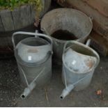 A 2 gallon galvanized watering can - sold with a 1 1/2 similar and a bucket