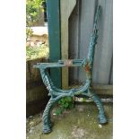 A pair of Victorian cast iron bench ends - a/f