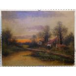 A. H. Cole (postcard artist): an unframed oil on canvas entitled "The close of day" - signed -