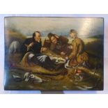 A 10 1/4" mid 20th Century Russian Fedoskino lacquer box 1951 dated copy of Vasily Perov's "The