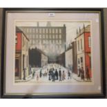 †L. S. Lowry: a framed print, entitled "Street Scene"