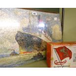 A 1930's Chad Valley Cunard wooden jigsaw No. 2168 "Canadian Liners", complete and boxed