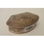 A 4¾" silver Arts & Crafts trinket box by A. E. Jones with motto "Gather ye roses while ye may old