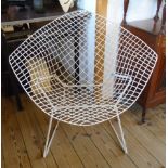 A Knoll Bertoia style Diamond chair with white painted finish