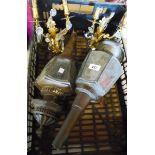 A pair of Limehouse Lamp Co. reproduction brass and etched glass carriage lanterns - sold with a