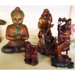 Four modern Oriental hardwood figures