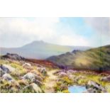 Reginald Daniel Sherrin: a framed gouache depicting an extensive summertime view of Dartmoor with