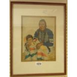 Four framed coloured prints depicting Native Americans - being images from the Great Northern