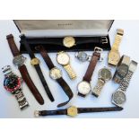 A bag containing a collection of wristwatches including Seiko, Accurist and Ingersol examples, etc.